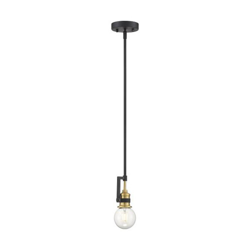 Satco 60-6975 Intention; 1 Light; Mini Pendant Fixture; Warm Brass and Black Finish
