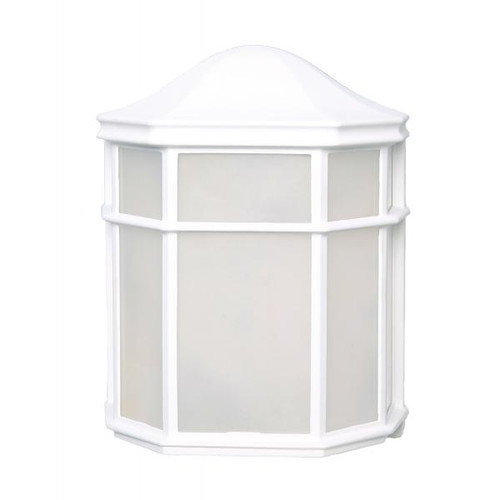Satco 62-1416 LED Cage Lantern Fixture; White Finish with White Linen Acrylic