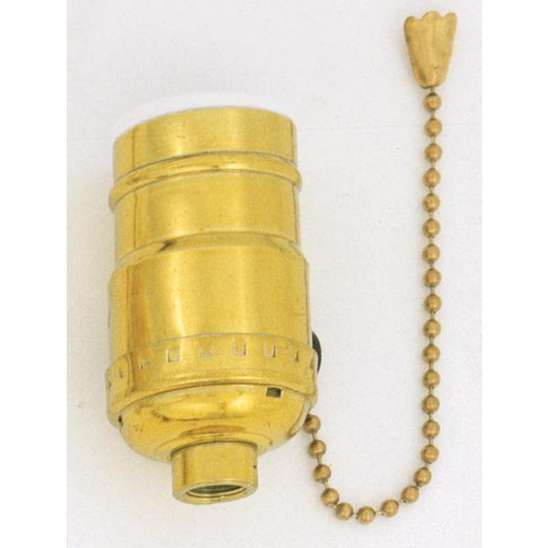 Satco S70-411 Standard Socket With Pull Chain; Brite Gilt Finish
