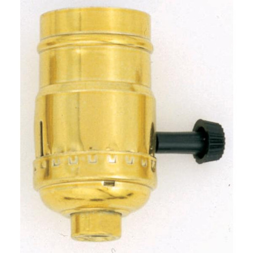 Satco S70-421 3 Wire Socket With Turn Knob; Brite Gilt Finish