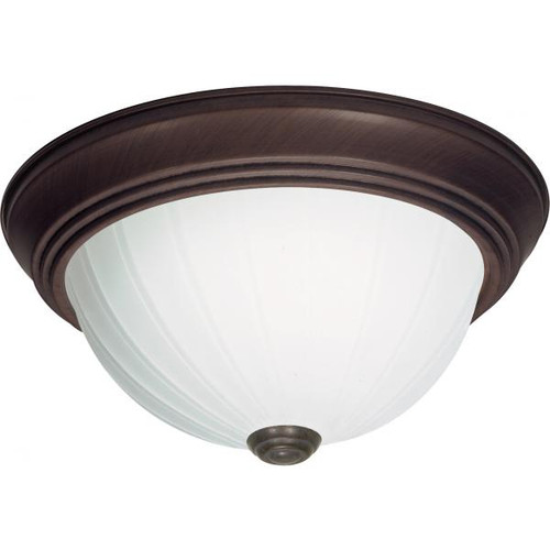 Satco SF76-248 3 Light - 15" Flush with Frosted Melon Glass - Old Bronze Finish