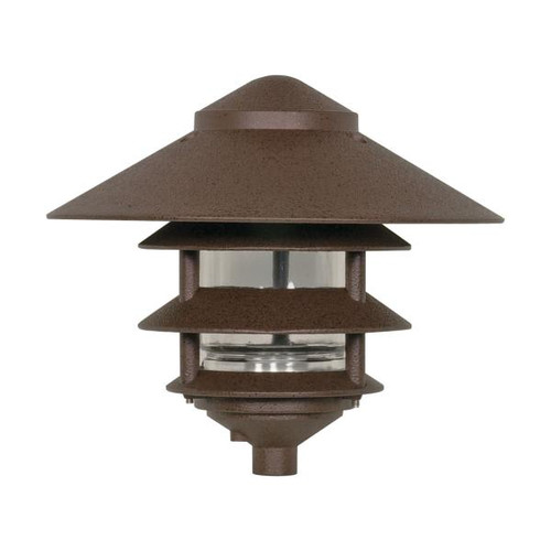 Satco SF76-637 Pagoda Garden Fixture; Large 10" Hood; 1 light; 3 Louver; Old Bronze Finish