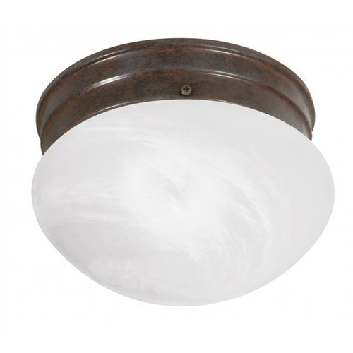 Satco SF76-670 1 Light - 8" - Flush Mount - Small Alabaster Mushroom - Old Bronze Finish