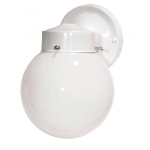 Satco SF76-704 1 Light - 6" - Porch; Wall - With White Globe - Gloss White Finish