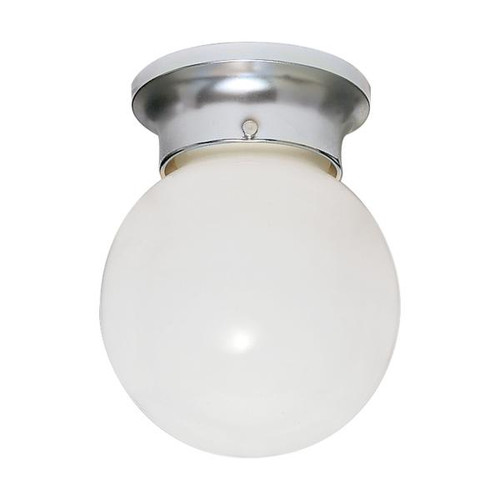 Satco SF77-110 1 Light - 6" - Ceiling Fixture - White Ball - Polished Brass Finish
