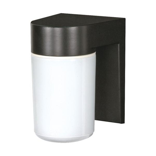 Satco SF77-137 1 Light - 8" - Utility; Wall Mount - With White Glass Cylinder - Black Finish