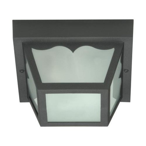 Satco SF77-863 1 Light - 8" - Carport Flush Mount - With Frosted Acrylic Panels - Black Finish