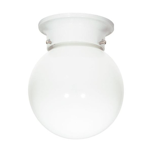 Satco SF77-947 1 Light - 6" Flush with White Glass - White Finish