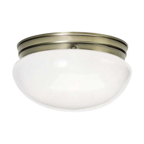 Satco SF77-988 2 Light - 12" Flush Large with White Glass - Antique Brass Finish