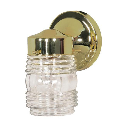 Satco SF77-996 1 Light - 6" Mason Jar with Clear Glass - Polished Brass Finish