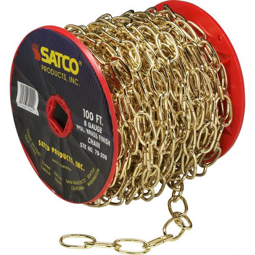 Satco 79-209 8 Ga. Chain; Brass Finish; 100 ft. to Reel; 1 Reel To Master; 35lbs Max