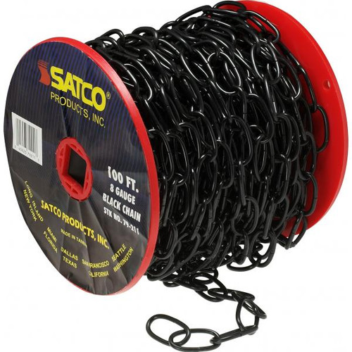 Satco 79-211 8 Ga. Chain; Black Finish; 100 ft. to Reel; 1 Reel To Master; 35lbs Max