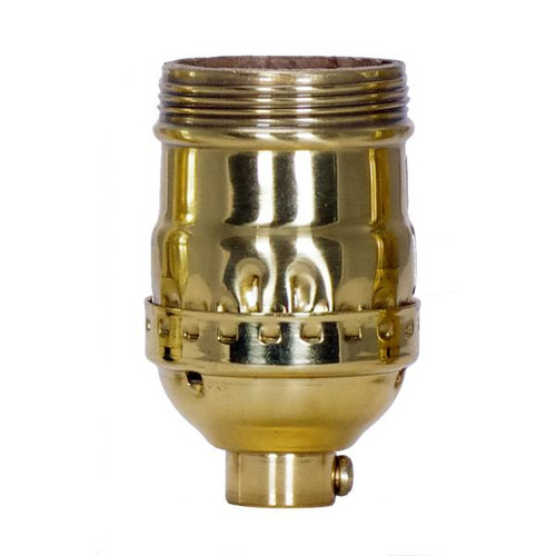 Satco 80-1038 Short Keyless Socket; 1/8 IPS; 3 Piece Stamped Solid Brass; Polished Brass Finish; 660W; 250V; Uno Thread