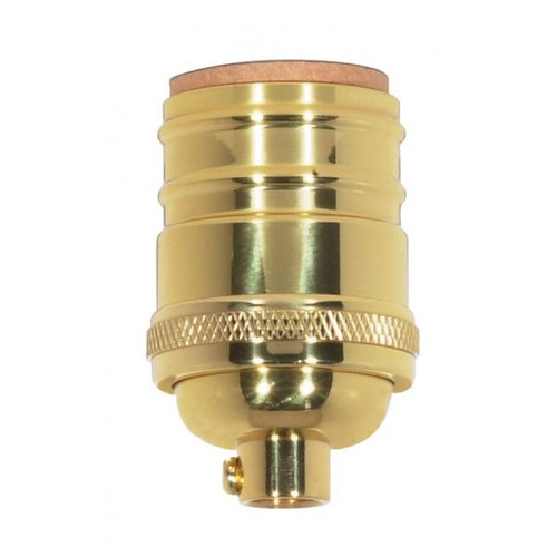 Satco 80-1054 Short Keyless Socket; 1/8 IPS; 4 Piece Stamped Solid Brass; Polished Brass Finish; 660W; 250V