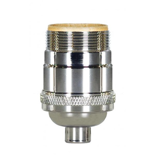 Satco 80-1057 Short Keyless Socket; 1/8 IPS; 4 Piece Stamped Solid Brass; Polished Nickel Finish; 660W; 250V; Uno Thread