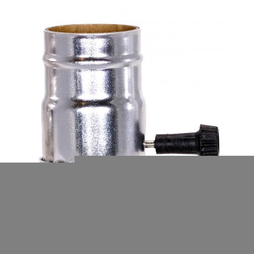 Satco 80-1101 On-Off Turn Knob Socket With Removable Knob; 1/8 IPS; Nickel Finish; 250W; 250V; With Set Screw