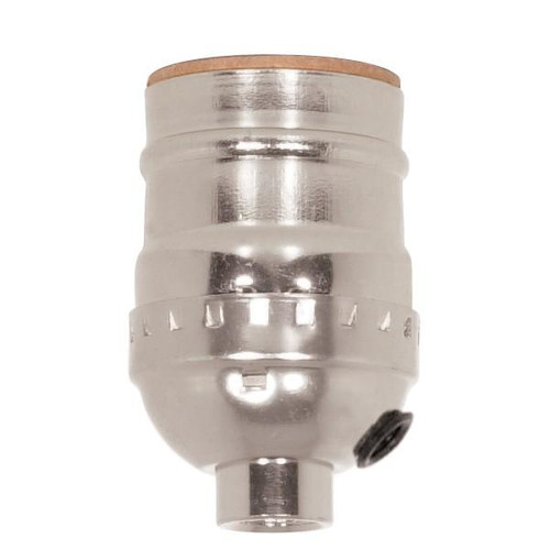 Satco 80-1373 Short Keyless Socket With Side Outlet; 1/8 IPS; Aluminum; Nickel Finish; 660W; 250V