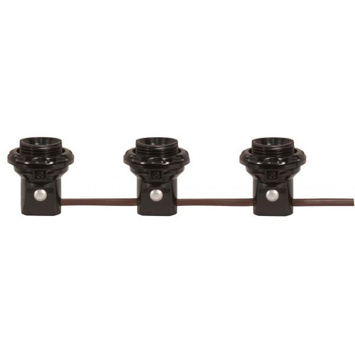 Satco 80-1474 3-Light Phenolic Threaded Candelabra Harness Set; 1-1/4" With Shoulder and Phenolic Ring; 6" Centers 18" Tail; 75W; 125V