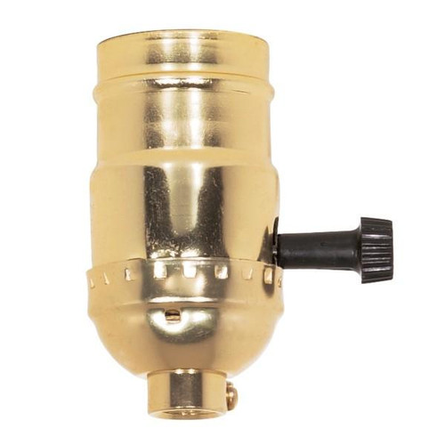 Satco 80-1504 5 Position Turn Knob Socket; For Standard Type A Household Bulb; 1/8 IPS; Aluminum; Brite Gilt Finish; 150W; 120V