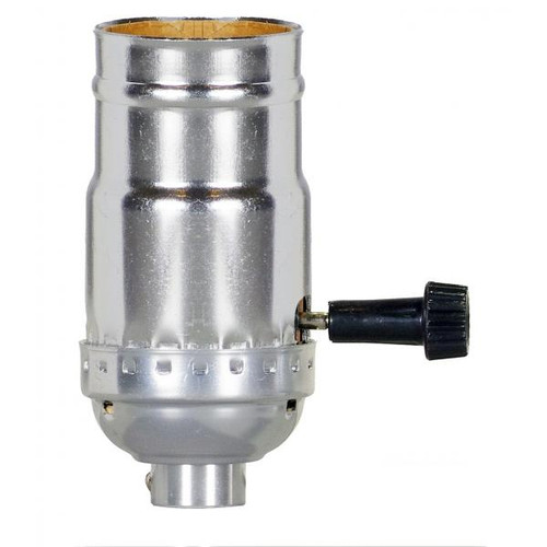 Satco 80-1505 5 Position Turn Knob Socket; For Standard Type A Household Bulb; 1/8 IPS; Aluminum; Nickel Finish; 150W; 120V