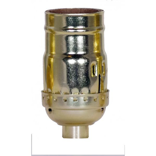 Satco 80-1562 Standard Keyless Socket; 1/8 IPS; Aluminum; Brite Gilt Finish; 660W; 250V; Push-In Terminal; With Strain Relief Hooks