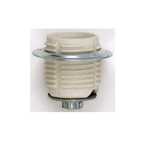 Satco 80-1647 Keyless Threaded Porcelain Socket With 1/8 IP Cap, Ring, And Spring Contact For 4KV; Unglazed; 660W; 600V