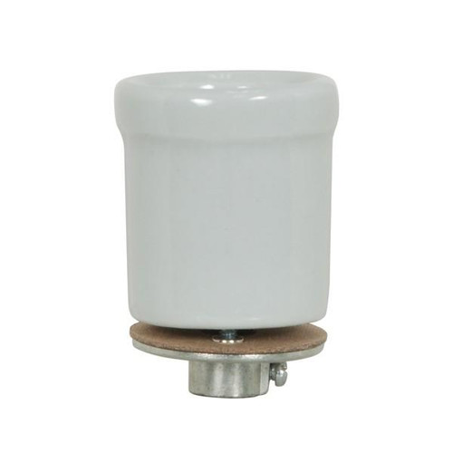 Satco 80-1682 Keyless Porcelain Beaded Body Socket With Flange And 1/8 IP Cap; Glazed; 660W; 250V
