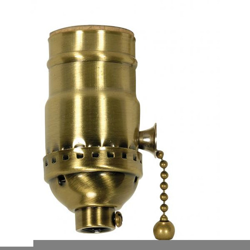 Satco 80-1739 On-Off Pull Chain Socket; 1/8 IPS; 3 Piece Stamped Solid Brass; Satin Brass Finish; 660W; 250V