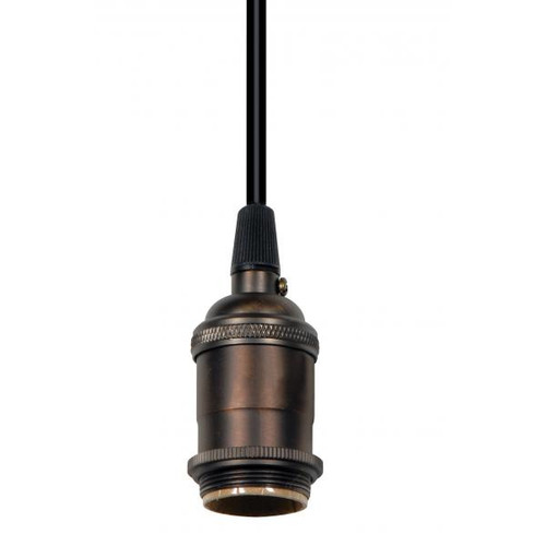 Satco 80-2281 Medium base lampholder; 4pc. Solid brass; prewired; Uno ring; 10ft. 18/2 SVT Black Cord; Dark antique brass finish