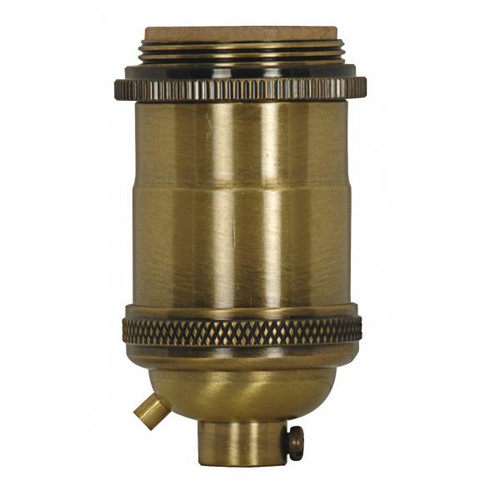 Satco 80-2567 Medium base lampholder; 4pc. Solid brass; Keyless; 2 Uno rings; Antique brass finish