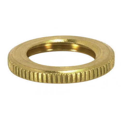 Satco 90-014 Brass Round Knurled Locknut; 1/4 IP; 3/4" Diameter; 1/8" Thick; Burnished And Lacquered