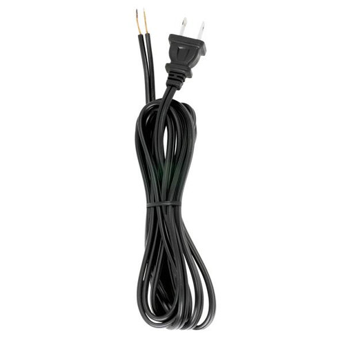 Satco 90-102 8 Foot 18/2 SPT-2 105C Cord Set; Black Finish; 36" Hank; 200 Carton; Molded Polarized Plug; Tinned Tips 3/4" Strip With 2" Slit Satco 90-102 8 Foot 18/2 SPT-2 105C Cord Set; Black Finish; 36" Hank; 200 Carton; Molded Polarized Plug; Tinned Tips 3/4" Strip With 2" Slit