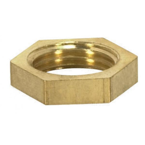 Satco 90-172 Brass Hexagon Locknut; 1/8 IP; 1/2" Hexagon; 1/8" Thick; Unfinished