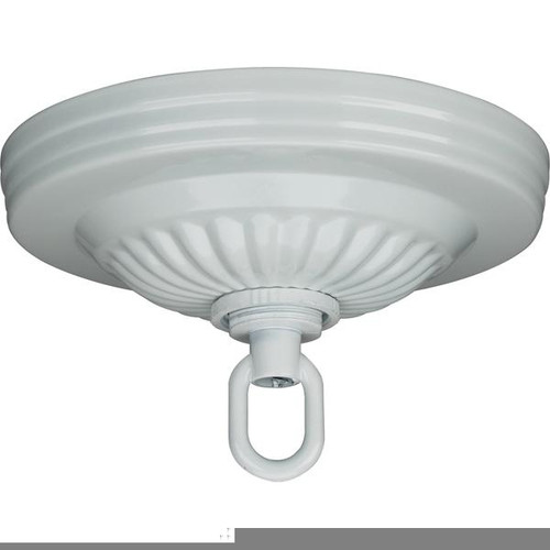 Satco 90-197 Ribbed Canopy Kit; White Finish; 5" Diameter; 1-1/16" Center Hole; Includes Hardware; 25lbs Max