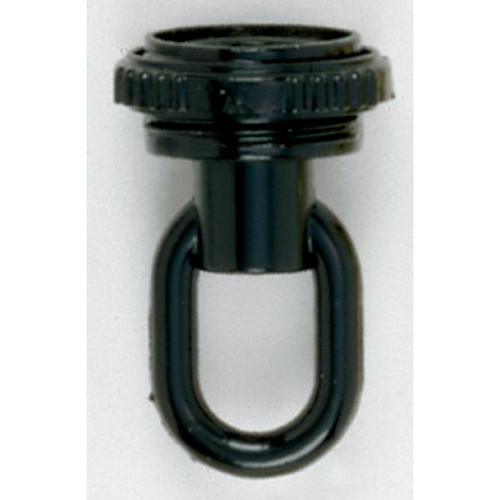Satco 90-339 1/4 IP Matching Screw Collar Loop With Ring; 25lbs Max; Glossy Black Finish