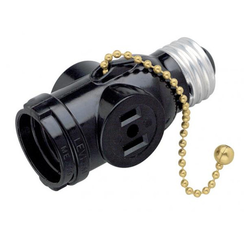 Satco 90-446 Medium Base Pull Chain Current Tap; 250W; 125V; Brown Finish