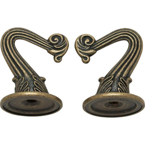 Satco 90-451 Die Cast Swag Hook Kit; Antique Brass Finish; Kit Contains 2 Hooks With Hardware; 10lbs Max