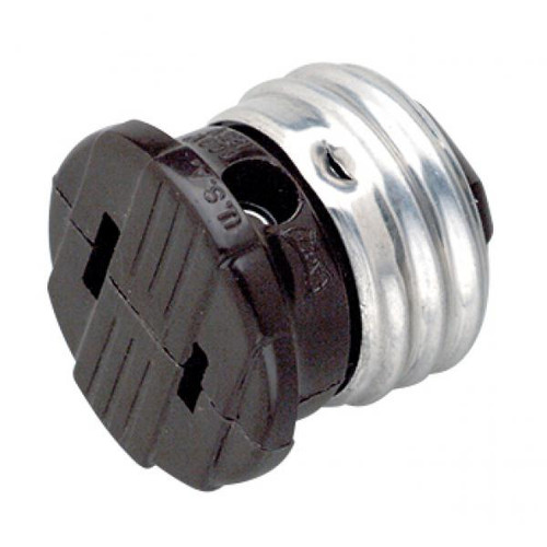 Satco 90-547 Polarized Socket Plug Adapter; Medium Base; 660W; 125V; Brown Finish