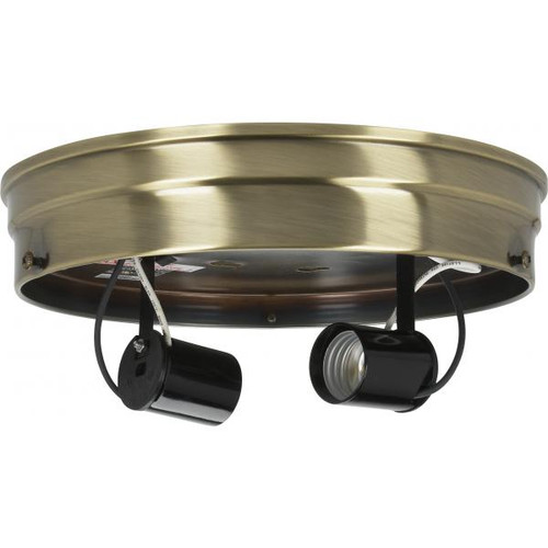 Satco 90-877 8" 2-Light Ceiling Pan; Antique Brass Finish; Includes Hardware; 60W Max