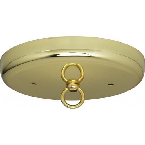 Satco 90-890 Contemporary Canopy Kit; Brass Finish; 5" Diameter; 7/16" Center Hole; 2-8/32 Bar Holes; Includes Hardware; 10lbs Max