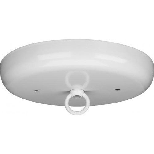Satco 90-894 Contemporary Canopy Kit; White Finish; 5" Diameter; 7/16" Center Hole; 2-8/32 Bar Holes; Includes Hardware; 10lbs Max