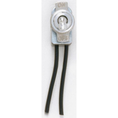 Satco 90-1106 On-Off Metal Toggle Switch; Single Circuit; 6A-125V, 3A-250V Rating; 6" Leads; Nickel Finish
