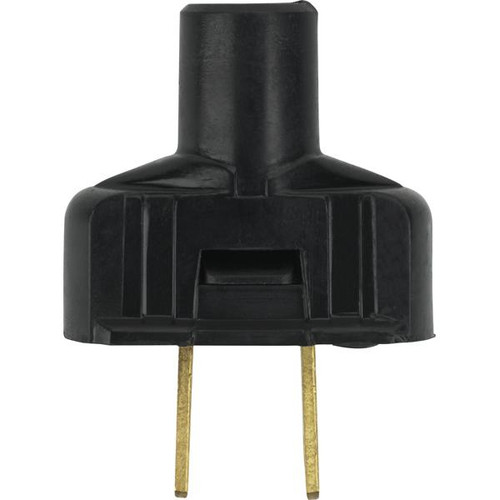 Satco 90-1116 Attachment Plug With Terminal Screws; Black Finish; Non Polarized; 18/2-SVT Round Wire; 15A; 125V