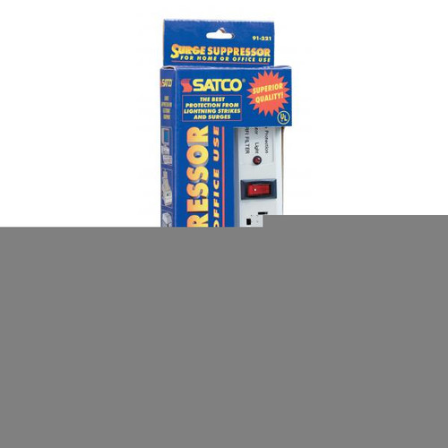 Satco 91-221 6 Outlet Superior Surge Strip; 4 Foot Cord; 14/3 SJT; Indoor Use Only; 540 Joules; 15A-120V; 1800W
