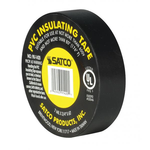 Satco 90-1420 PVC Electrical Tape; 3/4" x 60 Foot; Black
