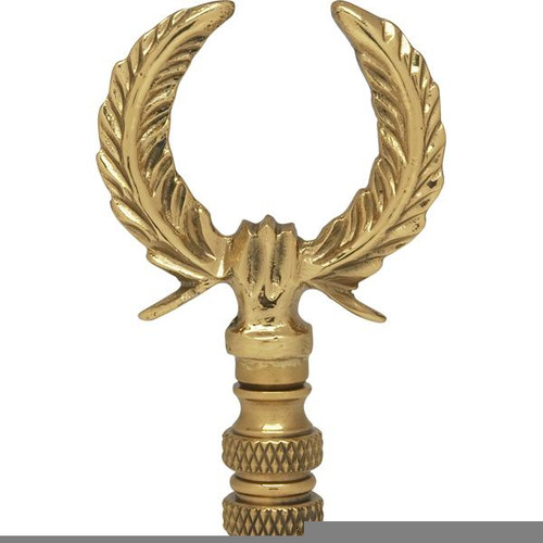 Satco 90-1745 U-Shaped Leaf Brass Finial; 2-3/4" Height; 1/4-27; Polished Brass Finish