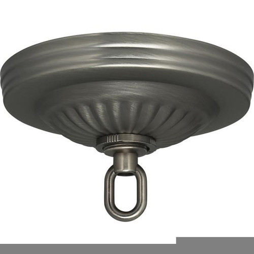 Satco 90-1847 Ribbed Canopy Kit; Brushed Pewter Finish; 5" Diameter; 1-1/16" Center Hole; Includes Hardware; 25lbs Max
