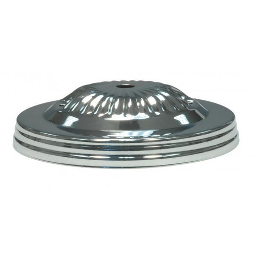 Satco 90-1889 Ribbed Canopy Kit And Matching Hardware; Polished Nickel Finish; 5" Diameter; 7/16" Center Hole; 2-8/32 Bar Holes