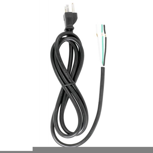Satco 90-2208 6 Foot 18/3 SJT 105C Heavy Duty Cord Set; Black Finish; 100 Carton; 3 Prong Molded Plug; Stripped And Slit