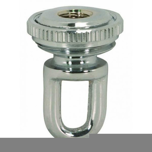 Satco 90-2301 1/8 IP Cast Brass Screw Collar Loop With Ring; Fits 1" Canopy Hole; 1-1/8" Ring Diameter; 1-3/4" Height; Polished Chrome Finish
